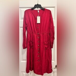NWT pull over dress burgundy, Leo Rosi  extra large